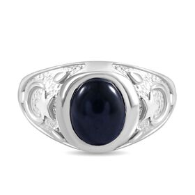 Stern blauer Saphir Ring 925 Silber rhodiniert (Gr&ouml;&szlig;e 19.00) ca. 3.11 ct