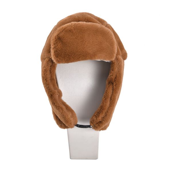 Kunstpelz Trapperm&uuml;tze mit Ohrenklappen, Braun