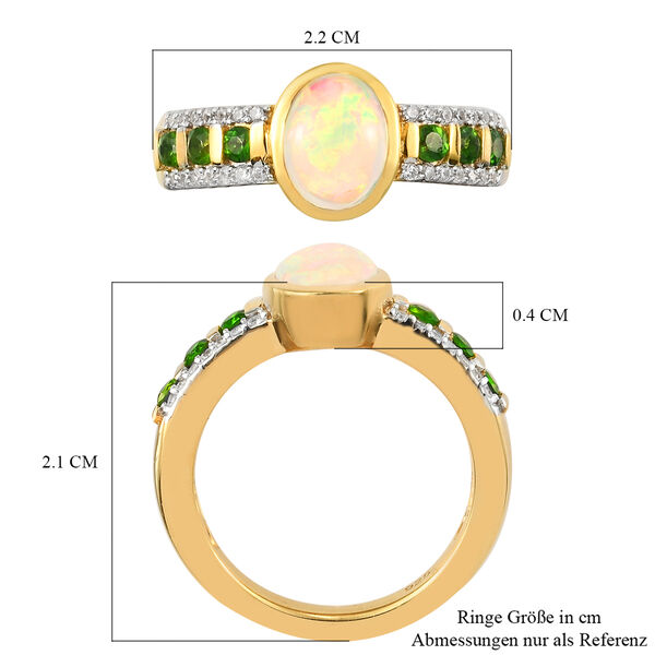 Nat&uuml;rlicher &Auml;thiopischer Opal und Nat&uuml;rlicher Chromdiopsid Ring 925 Silber vergoldet  ca. 1,49 ct image number 7
