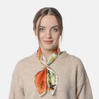 LA MAREY - 100 % natürlicher Maulbeerseiden Foulard, Orange und Blau