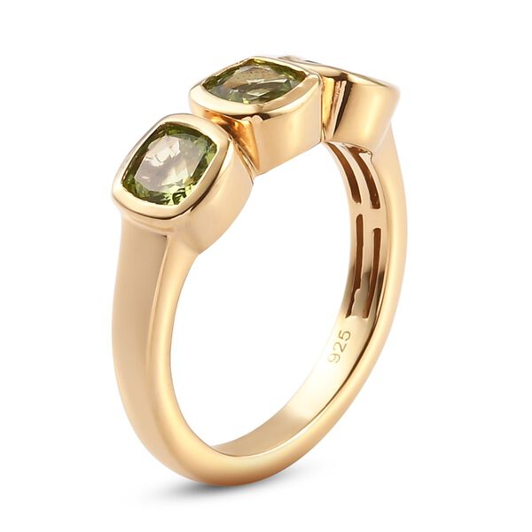 Peridot 3 Stein Ring 925 Silber 585 Vergoldet image number 4