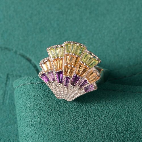 AA Afrikanischer Amethyst, Peridot Ring 925 Silber rhodiniert (Größe 17.00) ca. 1,41 ct image number 1