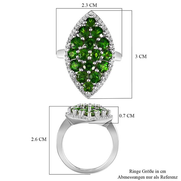 Nat&uuml;rlicher Chromdiopsid-Ring, 925 Silber platiniert (Gr&ouml;&szlig;e 18.00) ca. 4.54 ct image number 7