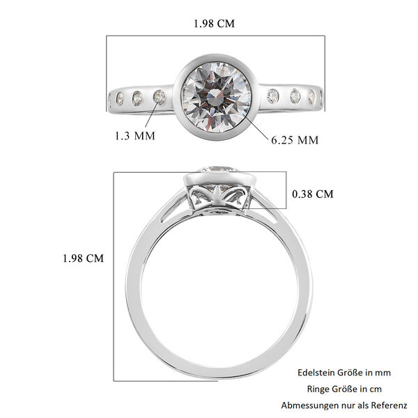 LUSTRO STELLA Hergestellt mit ZIRKONIA Solit&auml;r Ring 925 Silber Platin-&Uuml;berzug (Gr&ouml;&szlig;e 16.00) ca. 1,76 ct image number 7