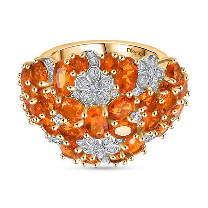 D'Joy AAA Blaze Feueropal Ring 925 Silber 750 Gelbgold Vermeil (Gr&ouml;&szlig;e 17.00) ca. 3,29 ct