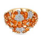 D'Joy AAA Blaze Feueropal Ring 925 Silber 750 Gelbgold Vermeil (Größe 17.00) ca. 3,29 ct