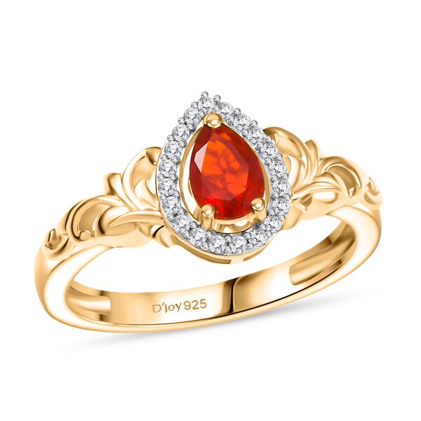 D'Joy AA mexikanischer purpurroter Feueropal und Zirkon Ring - 0,44 ct. image number 4