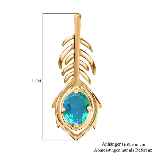 Pfau Quarz Triplette Anhänger 925 Silber Gelbgold Vermeil ca. 1,34 ct. image number 6