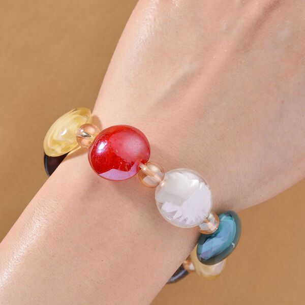 Champagner Kristall, Mehrfarbiges Murano-Stil Glas Armband, flexibel image number 1