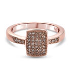 Nat&uuml;rlicher Champagner Diamant Cluster-Ring, 925 Silber Ros&eacute;gold Vermeil (Gr&ouml;&szlig;e 16.00) ca. 0,25 ct