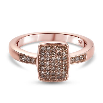 Nat&uuml;rlicher Champagner Diamant Cluster-Ring, 925 Silber Ros&eacute;gold Vermeil (Gr&ouml;&szlig;e 16.00) ca. 0,25 ct