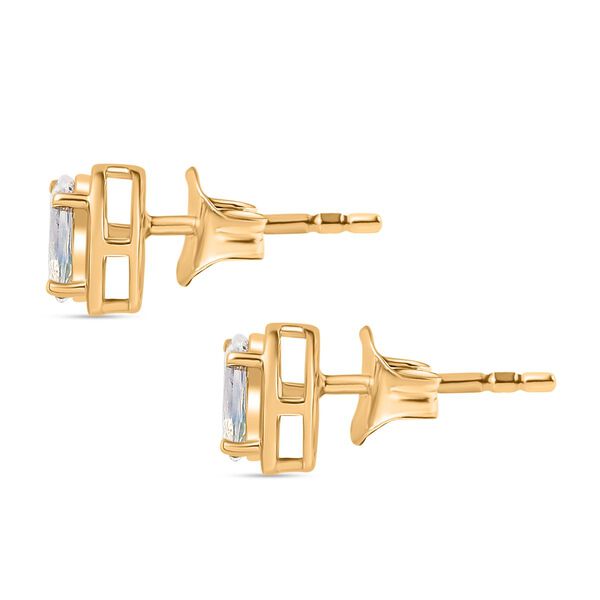 D joy AAA Premium Malagasy Mondstein Star Glimmer Ohrringe, 925 Silber 750 Gelb Vergoldet ca. 0.90 ct image number 4