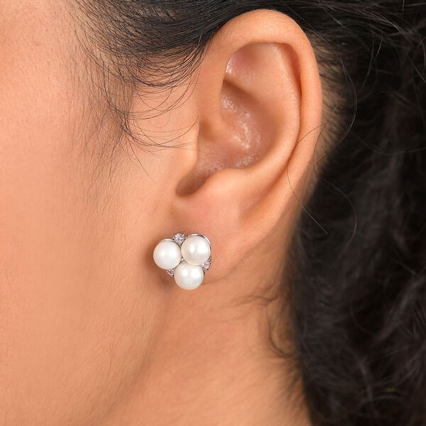 EverTrue Süßwasserperle und rosa Zirkonia Ohrringe image number 2