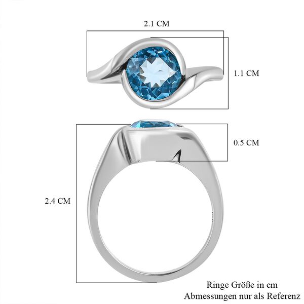 Schweizer Blautopas Ring, 925 Silber platiniert, (Gr&ouml;&szlig;e 17.00) ca. 2.38 ct image number 6