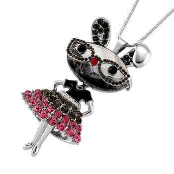 Mehrfarbiger Kristall Anh&auml;nger mit Kette, ca. 63.5 cm + 5 cm Extender, Legierung, Legierung emailliert