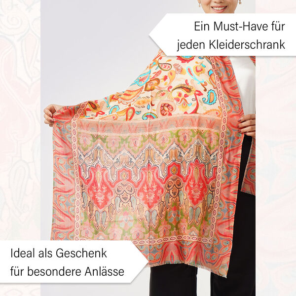 LA MAREY Schal aus 100% Premium-Kaschmir mit Digitaldruck, 70x200 cm, Paisleymuster image number 2