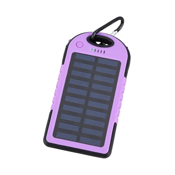 HOMESMART - Solarpowerbank mit 5000 mAh, tragbar, 15x7.5cm, 145g, lila