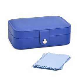 Reise-Schmuckkästchen mit 10 Silberputztüchern, 17x11x5 cm (Box), 11x7 cm (10 Tücher), Blau