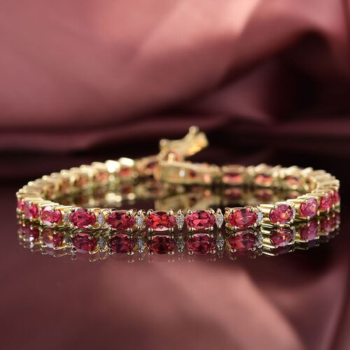 Empress Flame - D joy Lab Created Padparadscha-Saphir , Moissanit Armband ca. 20 cm 925 Silber 750 Gelbgold Vermeil ca. 16.43 ct image number 1