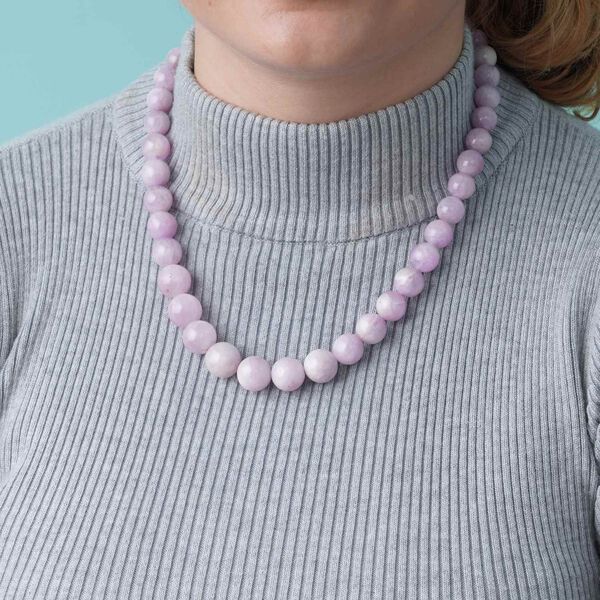 Kunzit Halskette ca. 50 cm lange mit Magnetschloss 925 Silber rhodiniert 528.68 ct image number 3