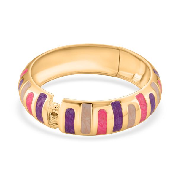 Emaille-Armreif im Streifen-Design, Rosa und Violett, ca. 18,5 cm, ca. 43 g image number 6