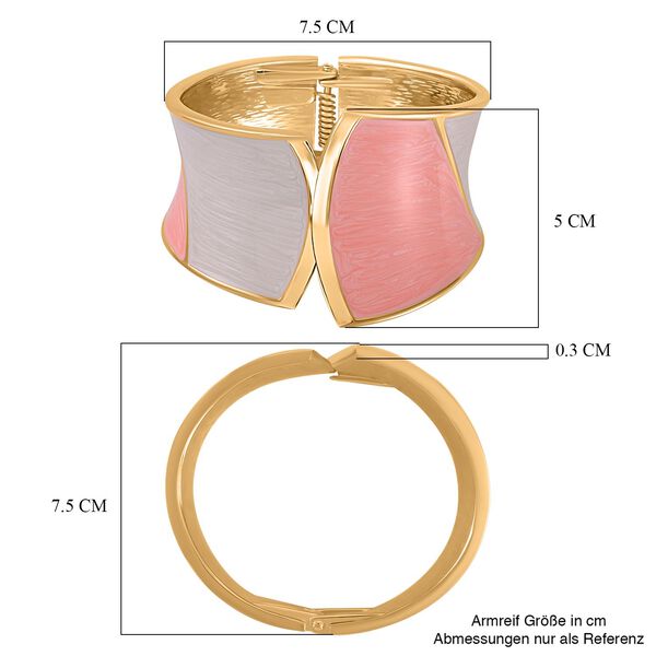 Rosa-Wei&szlig; Eleganz Armreif - Modernes Wellen-Design, Emailliert image number 5
