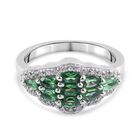 Tsavorit Granat und Zirkon Cluster Ring 925 Silber platiniert (Größe 16.00) ca. 0,99 ct