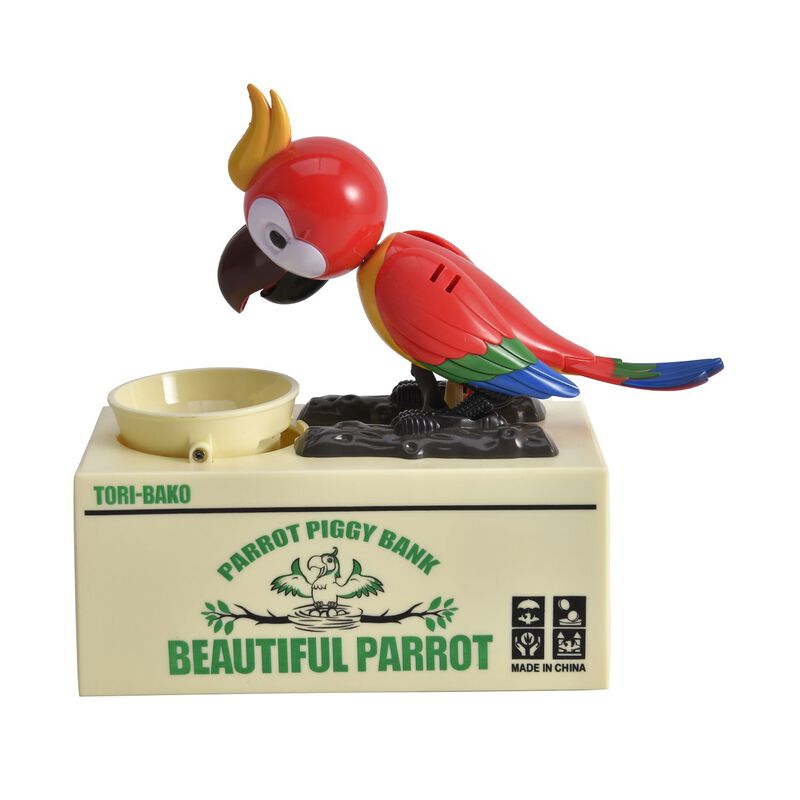 Münzstehlende Papagei-Spardose, 2x AA Batterien (nicht inkl.), 18x8x15 cm, rot image number 0
