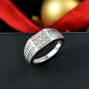 M&Uuml;NCHEN CLOSE OUT - D'Joy Wei&szlig;er Diamant Ring 925 Silber rhodiniert (Gr&ouml;&szlig;e 18.00)