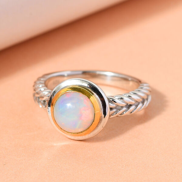 Natürlicher Äthiopischer Opal Ring 925 Silber Bicolor  ca. 0,84 ct image number 2