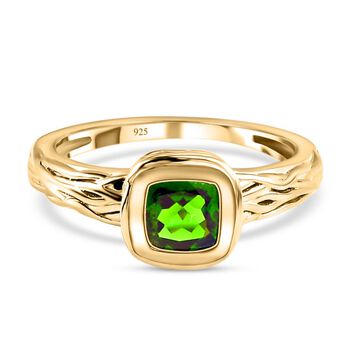 Nat&uuml;rlicher Chromdiopsid-Ring, 925 Silber vergoldet (Gr&ouml;&szlig;e 17.00) ca. 0.98 ct