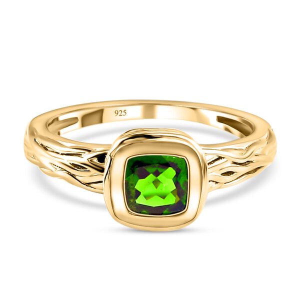 Nat&uuml;rlicher Chromdiopsid-Ring, 925 Silber vergoldet (Gr&ouml;&szlig;e 17.00) ca. 0.98 ct