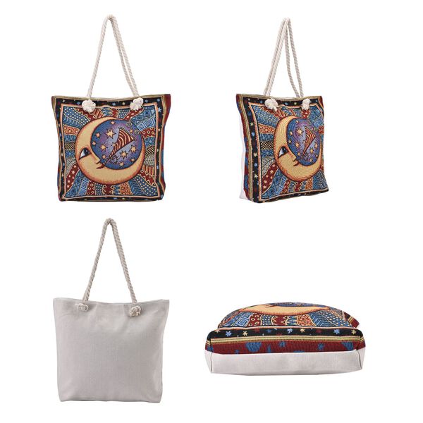 Jacquard gewebte Jute-Tasche mit Mond Design, 42x34 cm, Mond image number 4