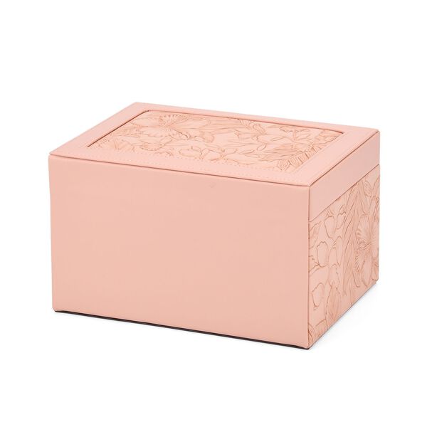 3-lagige PU Schmuckk&auml;stchen mit gepr&auml;gtem Blumenmuster, 22x17x13 cm, Rosa image number 4