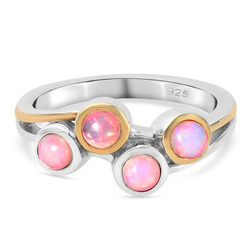 Nat&uuml;rlicher &Auml;thiopischer Opal Ring 925 Silber Bicolor (Gr&ouml;&szlig;e 16.00) ca. 0,41 ct