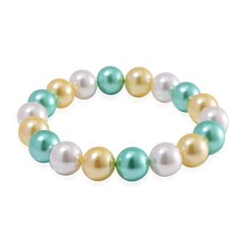 Goldenes, weißes und grünes Muschelkernperlen-Armband