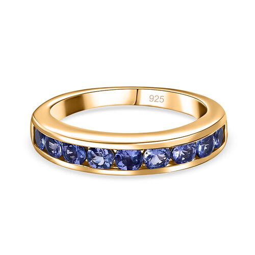 AA Tansanit Band Ring 925 Silber Gelbgold Vermeil image number 0