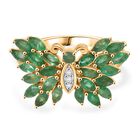 Gemfields Kagem Sambischer Smaragd Ring 925 Silber 750 Gelbgold Vermeil (Größe 17.00) ca. 1.94 ct