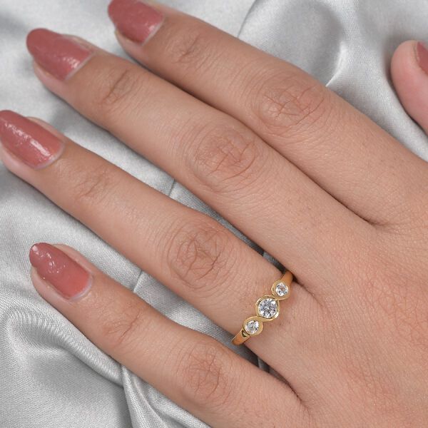 LUSTRO STELLA Hergestellt mit ZIRKONIA Ring 585 Vergoldet (Gr&ouml;&szlig;e 16.00) ca. 0,85 ct image number 3