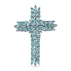 Paraiba-Apatit Kreuz Anhänger, 925 Silber platiniert ca. 8.48 ct