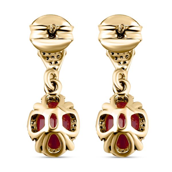 Afrikanische Rubin und wei&szlig;e Zirkon-Ohrringe, 925 Silber vergoldet ca. 3,84 ct image number 5