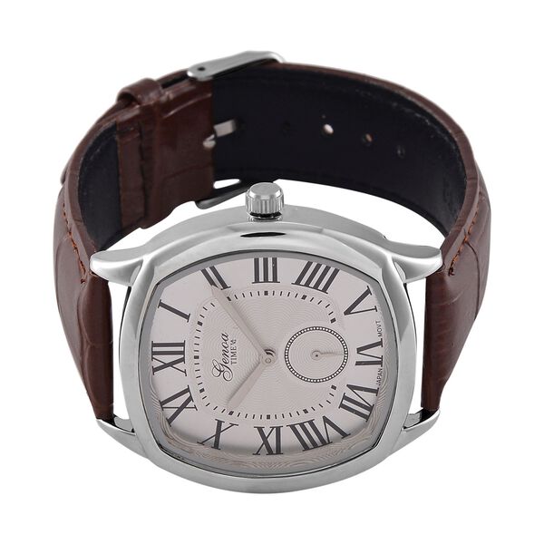 GENOA Limitierte Auflage Miyota Japanese Movement Uhr mit Echtlederarmband - Braun image number 5