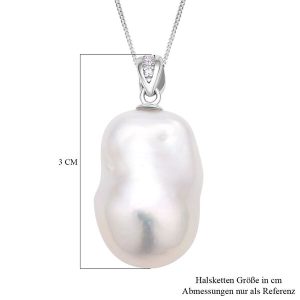 15-20mm Barockperle und Zirkon-Anh&auml;nger mit Kette image number 6