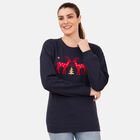 Damen Strick Sweatshirt mit Applikation, Größe 42, Dunkelblau image number 3