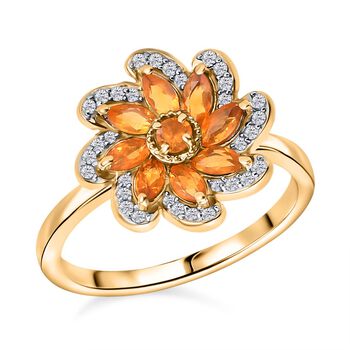 Feueropal Ring, 925 Silber vergoldet (Gr&ouml;&szlig;e 19.00) ca. 0.77 ct