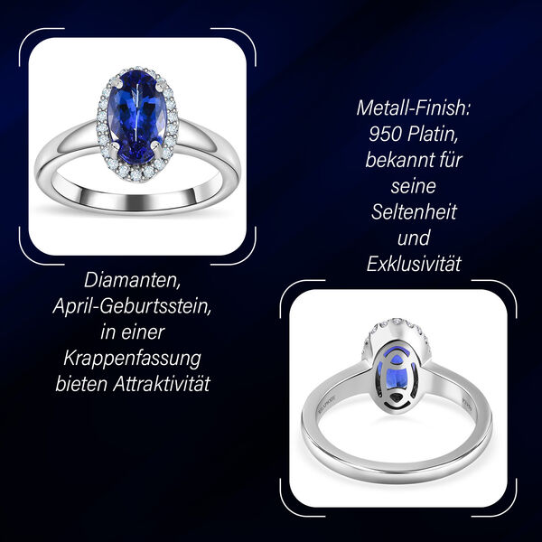 RHAPSODY AAAA Tansanit und VS EF Diamant Ring in 950 Platin - 1,84 ct. image number 4