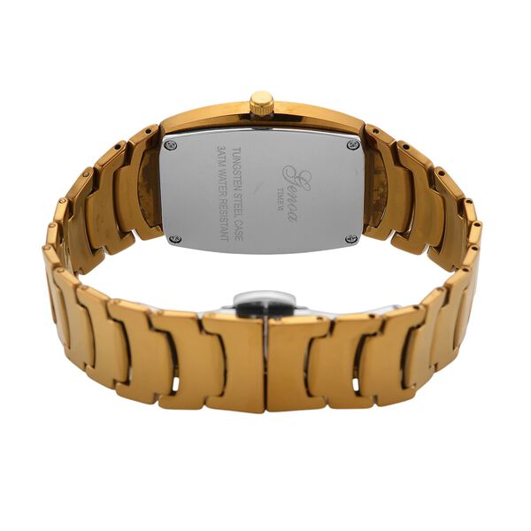 GENOA - Armbanduhr mit Datumsanzeige, Japanische-Uhrwerk mit Wei&szlig;er Kristall, Wolframstahlgeh&auml;use, Reiner Edeslstahl, Goldfarben image number 6