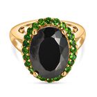 Elite Shungit und Natürlicher Chromdiopsid Ring 925 Silber vergoldet  ca. 4,50 ct image number 1