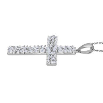 LUXURIANT SI-GH Labor Diamant Kreuz Anh&auml;nger mit 50cm Kette, 925 Silber rhodiniert - 0,33 ct.