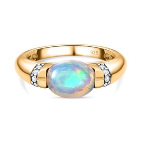 AA natürlicher, äthiopischer Welo Opal und Zirkon-Ring - 1,33 ct.
